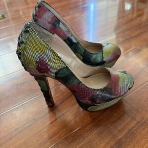 Betsey Johnson Corset Platform Stiletto Heels Sz 7.5 M Ditan Multi Floral